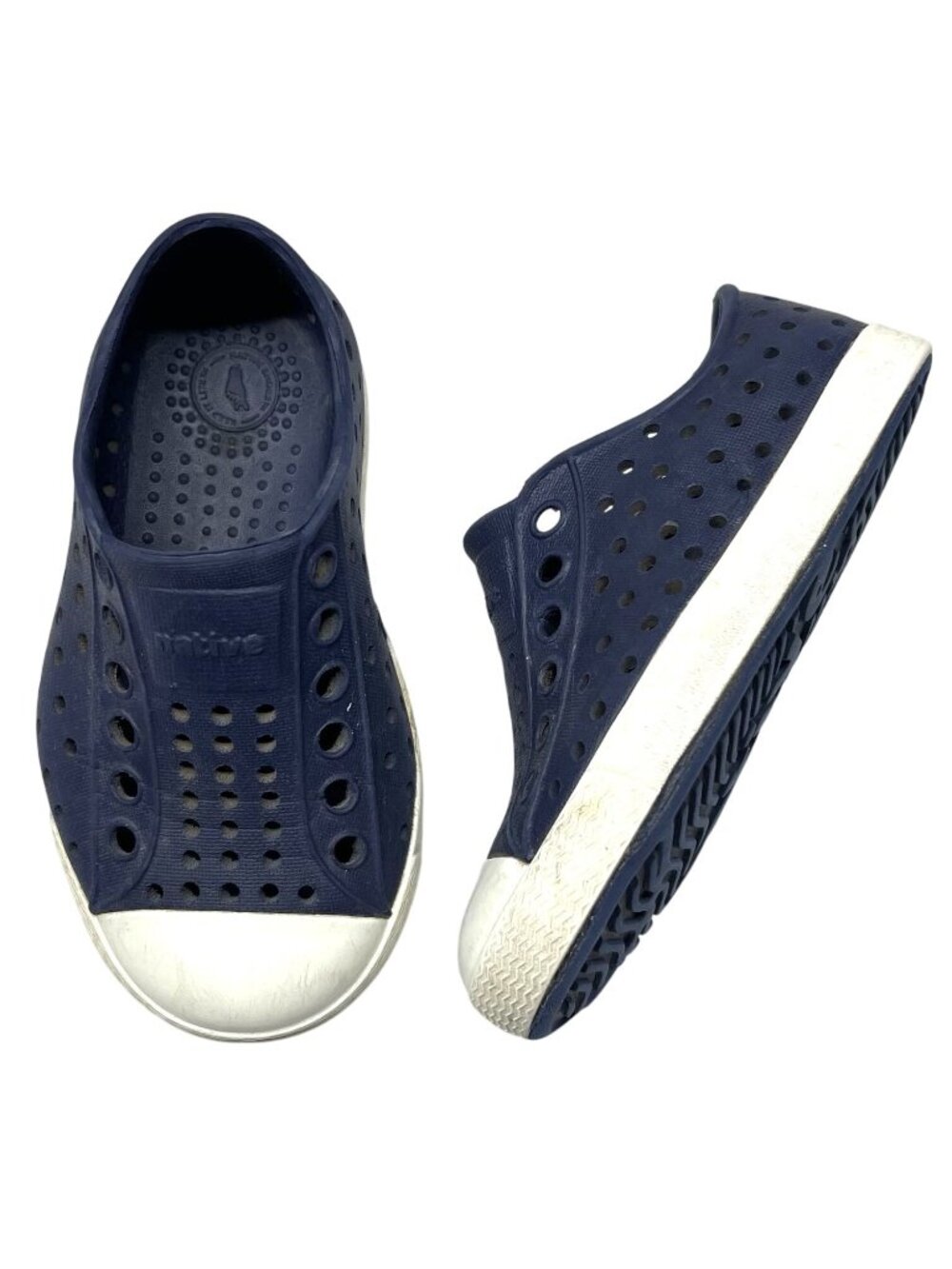 Native Jefferson Size C6 Little Kids Slip-On Waterproof Shoes Navy Blue Summer